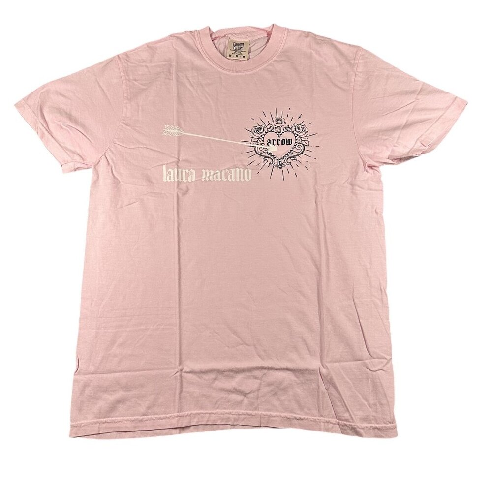 Laura‎ Marano Arrow Shirt Womens Med Pink Comfort Colors Graphic Tee Music Tour